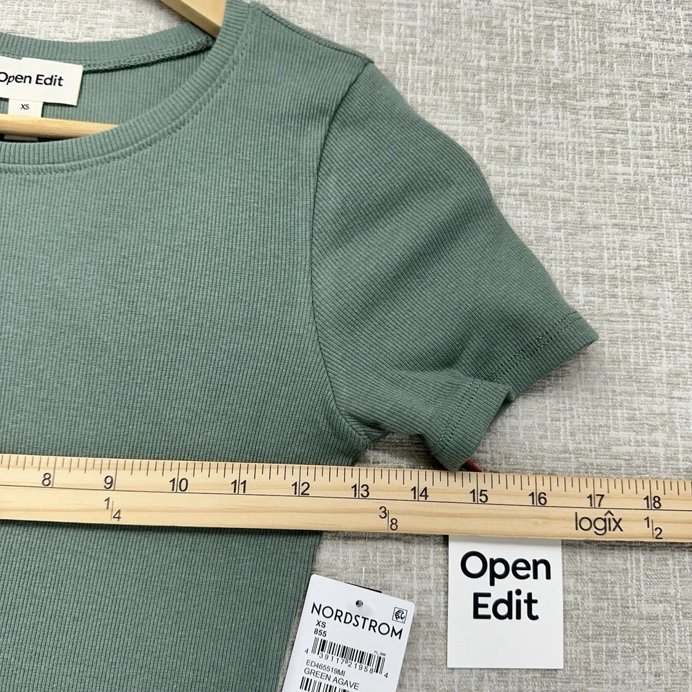 Open Edit Dress Womens Size XS Ribbed Short Sleeve Bodycon NWT‎ Mini Casual